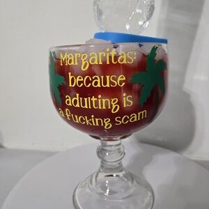 Margarita Glasses with Fun Quote - Red and Green